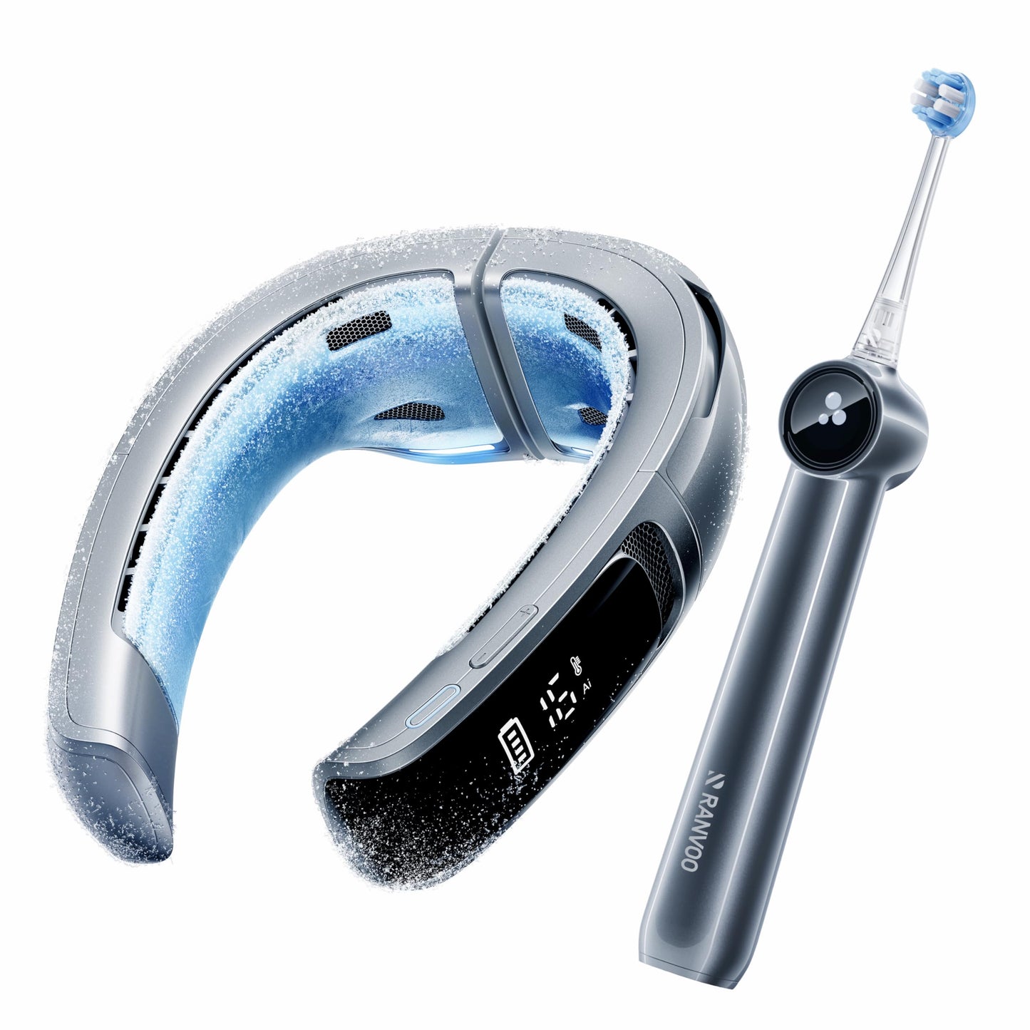 RANVOO Save 38% to Get AirJet X5 Electric Toothbrush Gray and 2026 AICE LITE MAX Silver