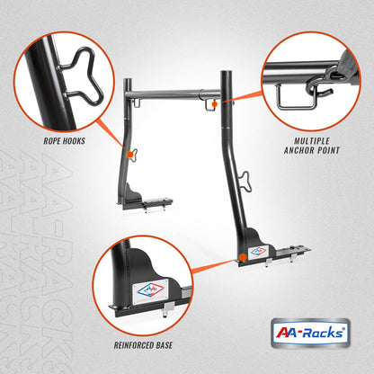 AA-Racks Model X31-J Truck Ladder Rack 800Ibs Capacity with (8) Non-Drilling Z-Clamps Extendable Steel Pick-Up Truck Bed Ladder Rack Two-bar Set - Black