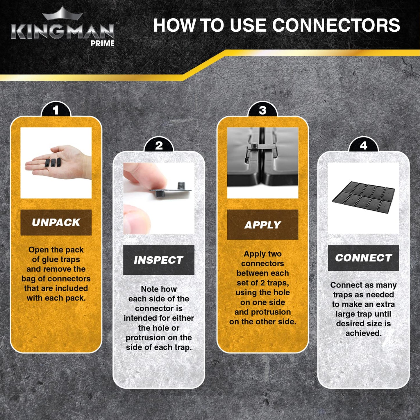 KINGMAN PRIME Rat Mouse Rodent Pest Glue Trap (Large Size) Tray Heavy Duty (96 Traps) with Connectors