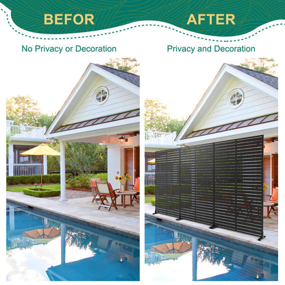 72" H×44" W Metal Outdoor Privacy Screen Freestanding, Outdoor Screens for Patio Lawn Deck, Privacy Panels Decorative Fence(Consists of 5 Panels)