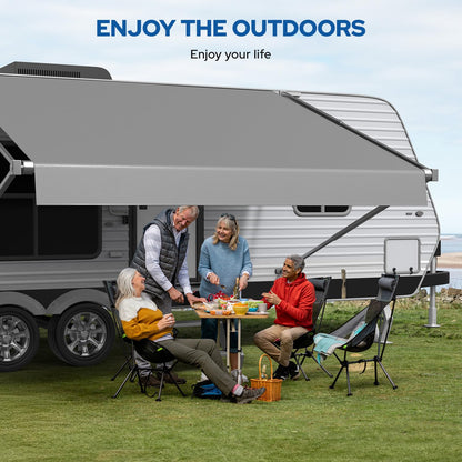 RV Awning Fabric Replacement, Upgraded 19oz Heavy Duty Material, Outdoor Vinyl Canopy for Trailer and Motorhome Awning- 19'(Fabric 18.5'2"), Gray