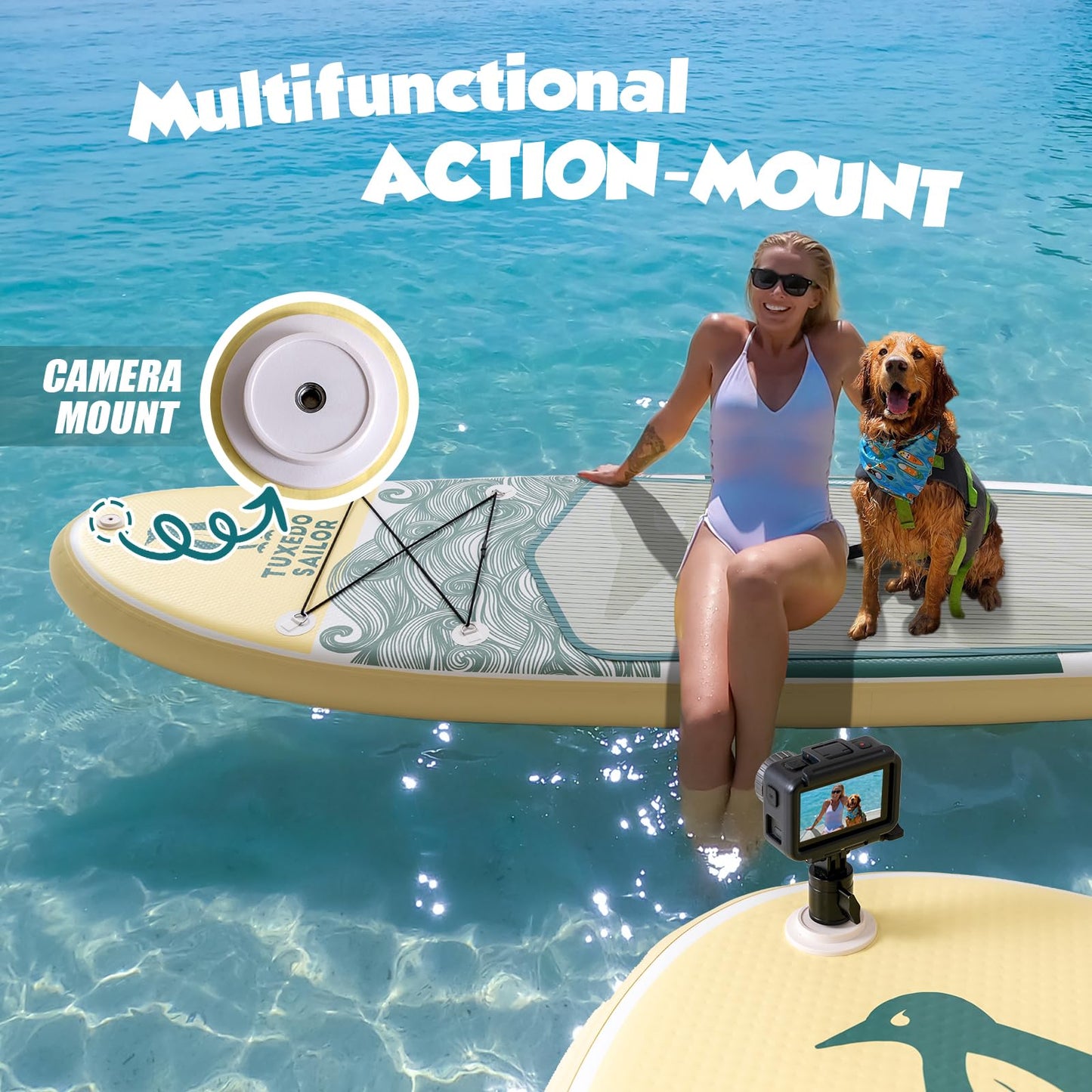 Tuxedo Sailor 10'6"×33"×6" Inflatable Stand Up Paddle Board with Premium SUP Accessories,Adults & Youth for All Skill Levels, Included with Board, Paddle, Pump, Fins, Backpack Green Paddleboard