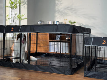 PJYuCien Dog Playpen Plus Storage Bag, 31.3" H 8 Panels Puppy Pen with Square Bottom & Top Cover, Heavy Duty Dog Fence for Camping