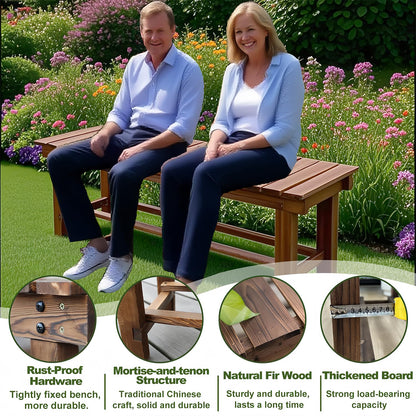 YangAera 47.2'' Outdoor Garden Benches Weatherproof Patio Bench Two-Person Seat Backless Bench Wood Bench with Slatted High Temperature Bench for Front Porch Backyard (Upgraded to Prevent Fading)