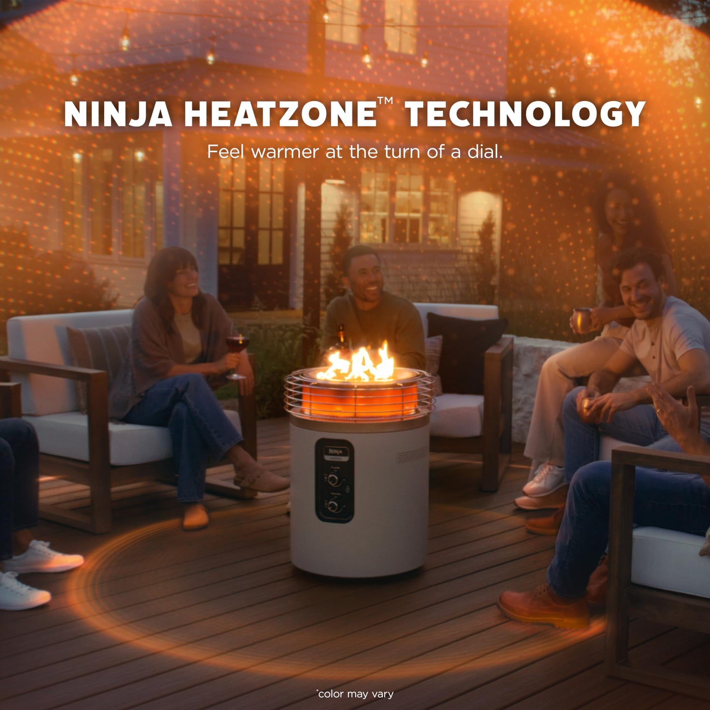 Ninja Fireside360™ Outdoor Heater & Fire Pit | 3 Modes: Flame, Heat, Flame & Heat | Portable for Patio, Deck, Camping | Easy Control Smokeless Flames | Push to Start Ignition | Charcoal | OF101AMZ