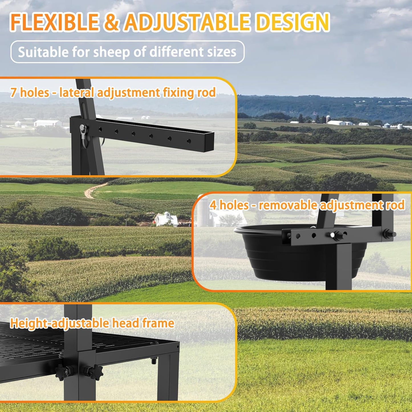 Wepepy Upgrade Goat Milk Stand with Feed Bin, 600lbs Goat Stand for Grooming & Hoof Trimming, 1mm Thick Platform & Anti-Slip Design, Goat Grooming Stand with Firm Head Lock and Adjustable Head