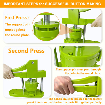 MK.Bear Button Maker Machine - Multiple Sizes 1.25in+2.25in, Kit for DIY Gifts, Button Press Machine with Free 200PCS 32-58mm Supplies & 2 Circle Cutter