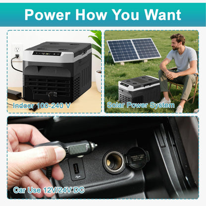 Eeivess 12 Volt Refrigerator, 23QT(20L) Portable Freezer Compressor Cooler, 12/24V DC & 110-240V AC, -4℉~68℉ Dual Mode, Car Fridg for Camping, Travel, Truck, RV, Boat