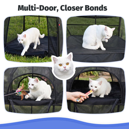 Catio Outdoor Cat Enclosure Pop up Cat Tower Tent Cat Playpen w/Breathable Mesh Portable Catio Kitten Pet Animal Play Pen Indoor Enclosed Kitty Patio Balcony Camping(Square,XL)