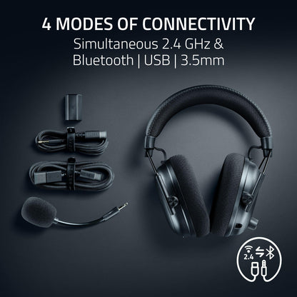 Razer BlackShark V3 Pro Wireless ANC Gaming Headset for PC: Full Band Mic - 50mm Drivers - 2.4 GHz, Bluetooth, USB, 3.5mm - Works with Mac, PS5, Nintendo Switch, Smartphone - 70 Hr Battery - Black