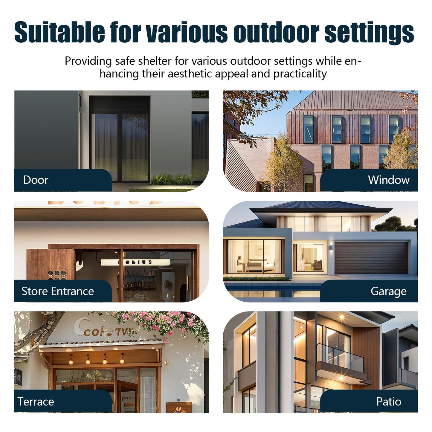 NEBAIKA Awning for Outside, 32x120 UV-Resistant Rain and Snow-Proof House Overhang Canopy, Polycarbonate Door Awnings Exterior for Outdoor Patio, Porch, Deck, Window