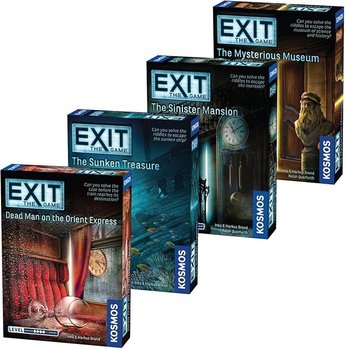 EXIT: The Game 4-Pack Escape Room Bundle | Season 3 | Dead Man on the Orient Express | Sinister Mansion | Sunken Treasure | Mysterious Museum | Family-Friendly Cooperative Game | 1 to 4 Players