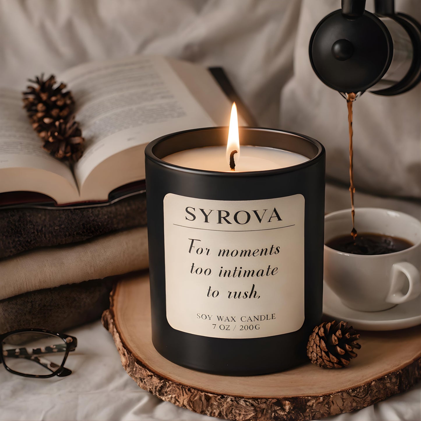 Amber & Tonka Bean Candle, Luxury Scented Soy Candle 7oz, Warm Cozy Fragrance for Home, Relaxing Aromatherapy Candle, Gift for Women, Long Lasting Jar Candle