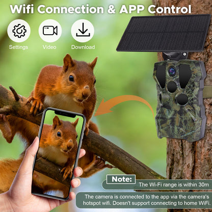 Trail Camera,64MP 2.7K 0.2S Trigger Motion Activated,Game Hunting Camera with Night Vision 2.0''LCD 120°Wide Camera Lens for Outdoor Scouting Wildlife Monitoring(Only Support Camera's Hotspot WiFi)