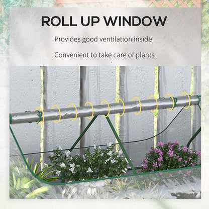 6' x 3' Galvanized Raised Garden Bed with PVC Greenhouse Cover, Outdoor Metal Planter Box with 2 Roll Up Windows for Growing Flowers, Fruits, Vegetables and Herbs, Light Gray