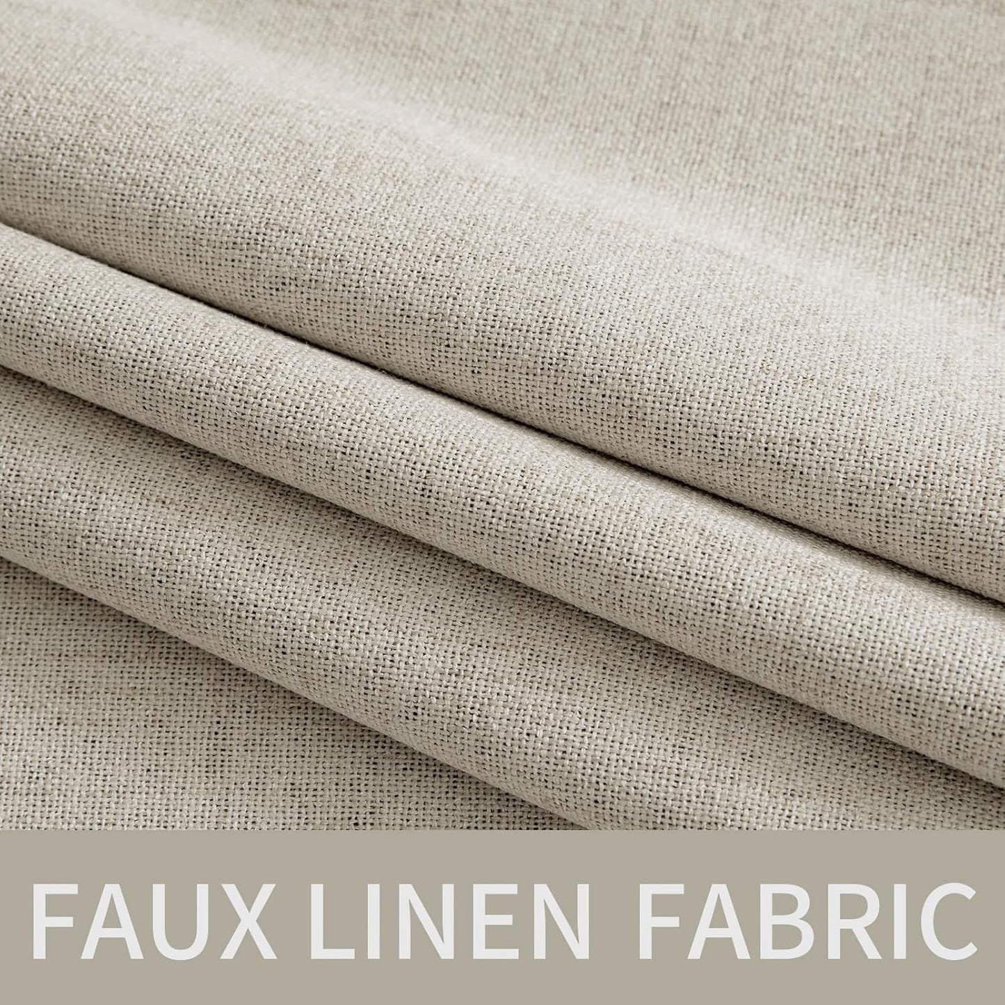 MIULEE 100% Blackout Linen Curtains - Thermal Insulated Cobblestone Grommet Drapes | 52 x 84 Inch (2 Panels)