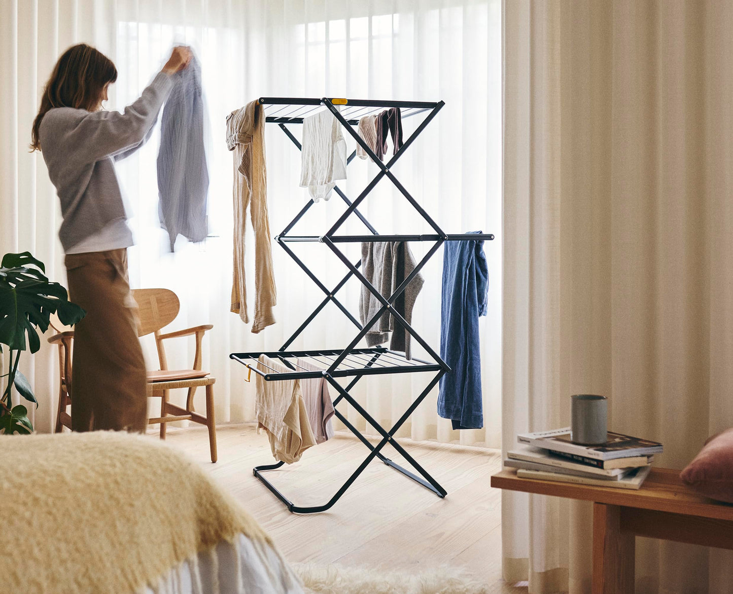 Joseph Joseph AirFrame 3-Tier Clothes Airer Drying Rack, 53 ft Capacity, Indoor/Outdoor, Stable, Foldable, Compact Storage