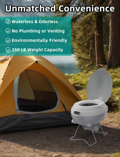 modiwell Dry Flush Toilet, Portable Waterless Self-Contained Rechargeable Toilet, Ideal for RVs, Van, Off-Grid, Tiny House, Boat