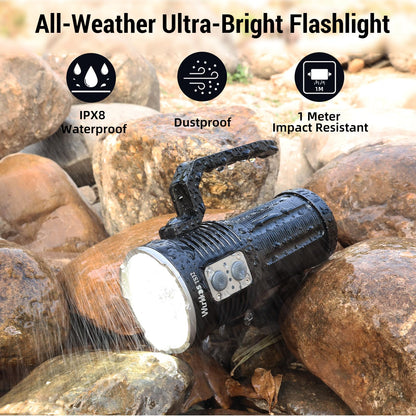 Wurkkos TS32 Super Bright 12,000 Lumen Flashlight, High Powerful Rechargeable LED Flashlight with IPX8 Waterproof and Discharge, for Outdoor Camping Hunting Searching (519A)