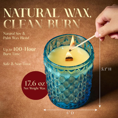 M&SENSE 16.6oz Wood Wick Scented Candle, Non Toxic Soy Wax with Crackling Wick, JasmineGarland Scent 100H Burn Long Lasting for Bedroom Kitchen Home Decor, Housewarming Gifts for Family Friends
