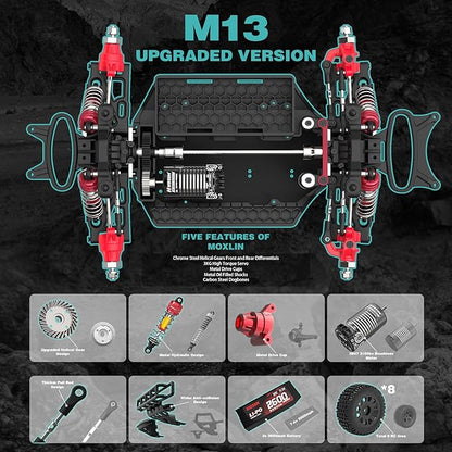 Hosim Brushless Fast RC Cars for Adults Max 50mph 1/14 RTR 3S Electric Power 4x4 RC Truck All Terrain Off Road RC Car Waterproof High Speed Hobby RC Remote Control Monster Trucks for Snow/Sand/Beach