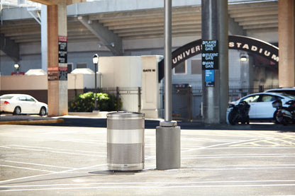 Rubbermaid Commercial Products Classic Open Top Outdoor Trash Can, 51-Gallon, Round Stainless Steel, Garbage Bin for Mall/Stadium/Office/Lobby/Restaurant