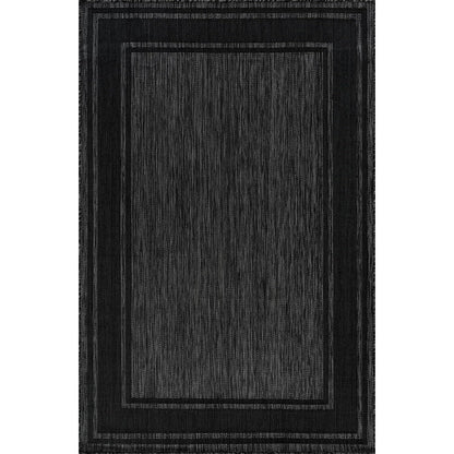 Beverly Rug Outdoor Rug 6x9 Modern Bordered Area Rugs for Indoor and Outdoor Patio Deck Porch Garden Waterproof Weather Sun Resistant Washable Outside Carpet (6 x 9 Black)