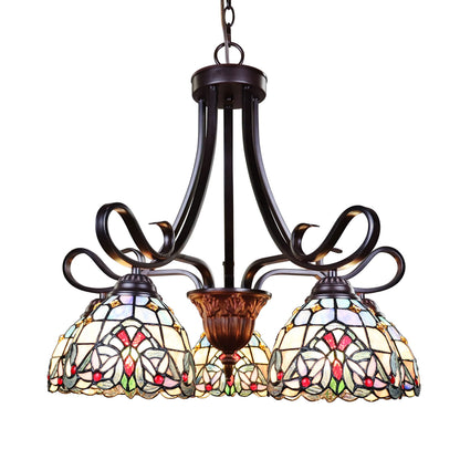 Chloe Lighting 5 Light Chandelier Victorian Tiffany-Style Dark Bronze 25in Wide Multicolor Model CH3T381VB25-DD5