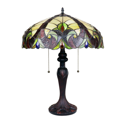 Chloe Lighting Adia Victorian Tiffany-Style Table Lamp, Dark Bronze, 18in Wide, Multicolor, Model CH38632AV18-TL2