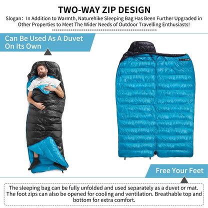 Naturehike Ultralight Down Sleeping Bag, 650FP Backpacking Sleeping Bag for Adults, 40.4℉ Waterproof Sleeping Bags for Camping, Hiking, Traveling with Compression Sack