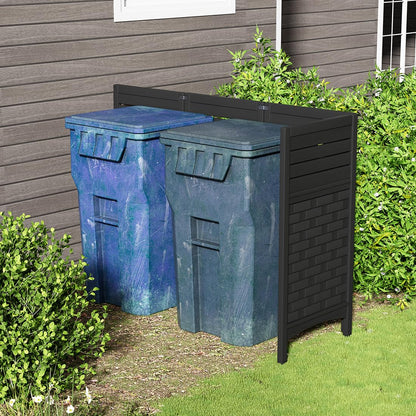 KINYING Air Conditioner Fence Privacy Screen,4 Panels Pool Equipment Trash Can Enclosure Screen for Outdoor,Resin Fence Panels Kit,45" (H) x 22" (W) Per Panel, Black