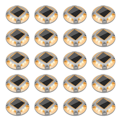 VOLISUN Solar Driveway Lights Dock Marine Lights 20 Pack,2 Colors in 1,Outdoor IP67 LED Deck Light,Solar Powered Waterproof Warning Step Light for Driveway Sidewalk Pathway (White/Warm White)