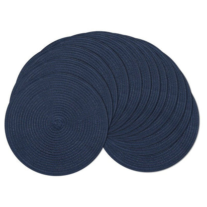 SHACOS 15 inch Round Placemats Set of 12 for Dining Table Braided Circle Place Mats Kitchen Table Placemat Washable Table Mats, Navy Blue