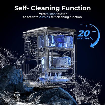 Kismile Crescent-Shaped Ice Maker Countertop, 16pcs in 10-15 Mins 26.5LB/Day, Self-Cleaning Portable Ice Machine with LED Display, Fast Ice Making for Seafood/Home/Office/Bar