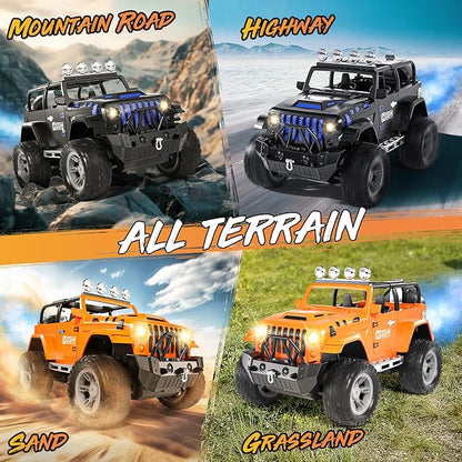 1:16 Remote Control Car with Spray Lights and Sound 2.4GHz Remote Control Jeep for Kids All Terrain Off-Road Jeep RC Car Toys Gift for Boys and Girls