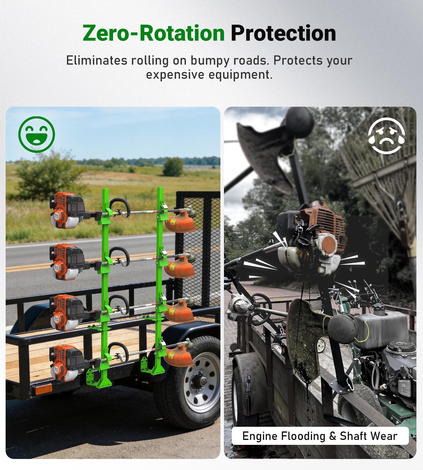 ELITEWILL Weed Eater Rack for Open/Enclosed Trailers, 4 Place Commercial Trimmer Racks Heavy-Duty Weedeater Rack for Trailer Work Landscape Truck Holder Lawn Equipment Accessories w/Lock