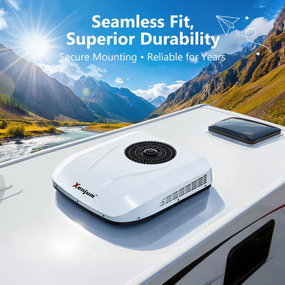 Xenjum 12V RV Air Conditioner, 11000BTU ONLY-43LBS Low-Profile Camper AC Unit, Ultra-Low Energy Use, 12 Volt DC Battery Powered Quiet AC for Off-Grid Camping, RVs, Vans, Trucks, Trailers (w/o heater)