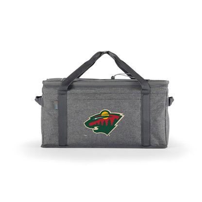 PICNIC TIME NHL Minnesota Wild 64 Can Collapsible Cooler, Large Insulated Soft Cooler Bag, Portable Beach Cooler with Shoulder Strap, (Heathered Gray)