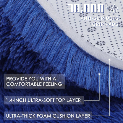 OLANLY 3x6 Machine Washable Runner Rug - Soft Fluffy Shaggy Carpet for Bedroom & Hallway | Navy Blue