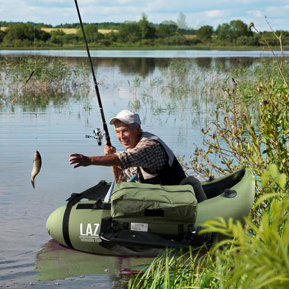 Xproutdoor Fishing Float Tubes, Inflatable Float Tube, Belly Boat Fishing with Adjustable Straps, Storage Pockets, Fish Ruler, Pump, Oar, Rod Holder and Mount, Fins, 350LBS Load Bearing Capacity