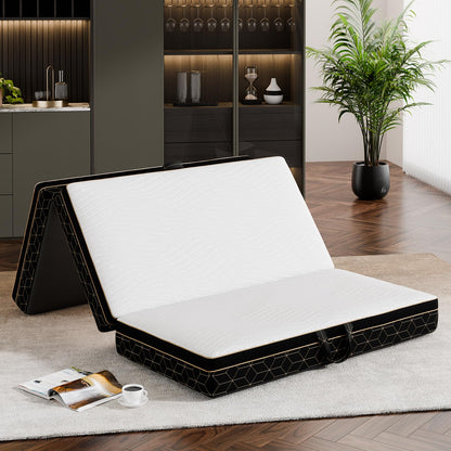 GEMBED Tri-Fold Memory Foam Mattress Full - 6 Inch Portable Folding Sofa Bed with Handle & Washable Cover, Floor Sofa Bed with Non-Slip Base, Space-Saving for Room, Travel, Guest Bed, RV, 73"x52"x6"