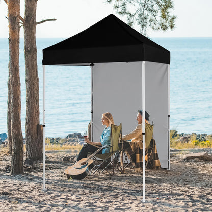 EAGLE PEAK Pop up Canopy 5x5, Outdoor Portable Canopy Tent with One Removable Sunwall, Carry Bag Included, Black