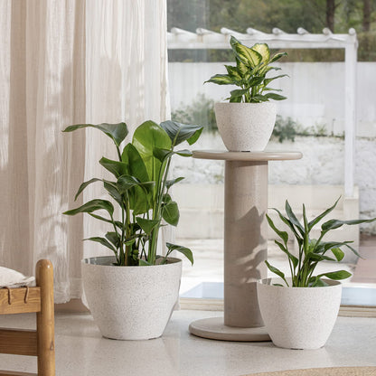 LA JOLIE MUSE 14.2/11.3/8.6 Inch Planters,Indoor/Outdoor White Planters Set of 3,Plant Container with Drain Holes,Flower Pots for Patio and Deck