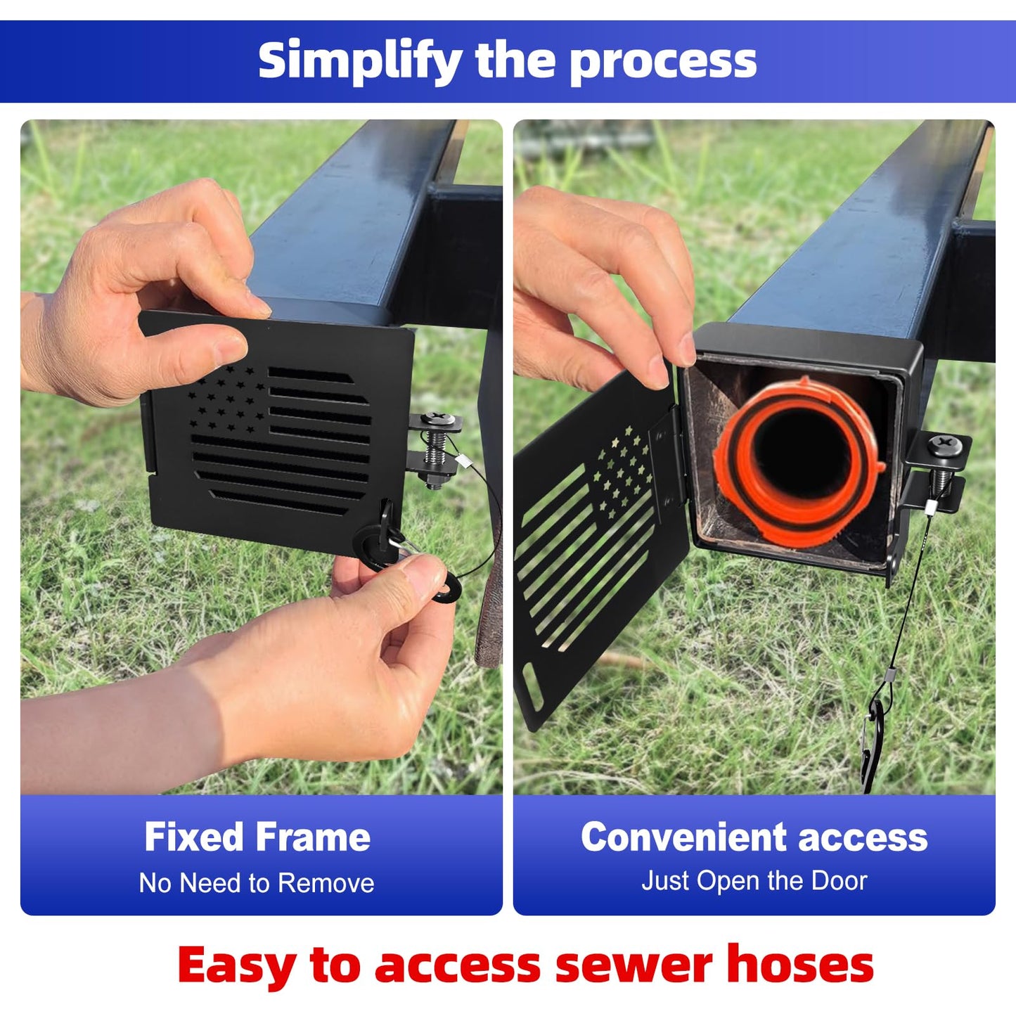 Aluminum RV Bumper End Cap 2 Pack, Fits 4-Inch Square Camper Bumpers, Sewer Hose Storage Covers with Vent Holes, Travel Trailer Motorhome Outdoor Accessories