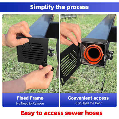 Aluminum RV Bumper End Cap 2 Pack, Fits 4-Inch Square Camper Bumpers, Sewer Hose Storage Covers with Vent Holes, Travel Trailer Motorhome Outdoor Accessories