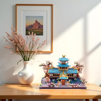 Micro Building Blocks SetChinese Suzhou Garden Architecture and Cherry Blossom Bonsai Tree Building Toys for AdultsJapanese Sakura House ModelCreative Mini Bricks Gift for Kids 14+2350 pcs