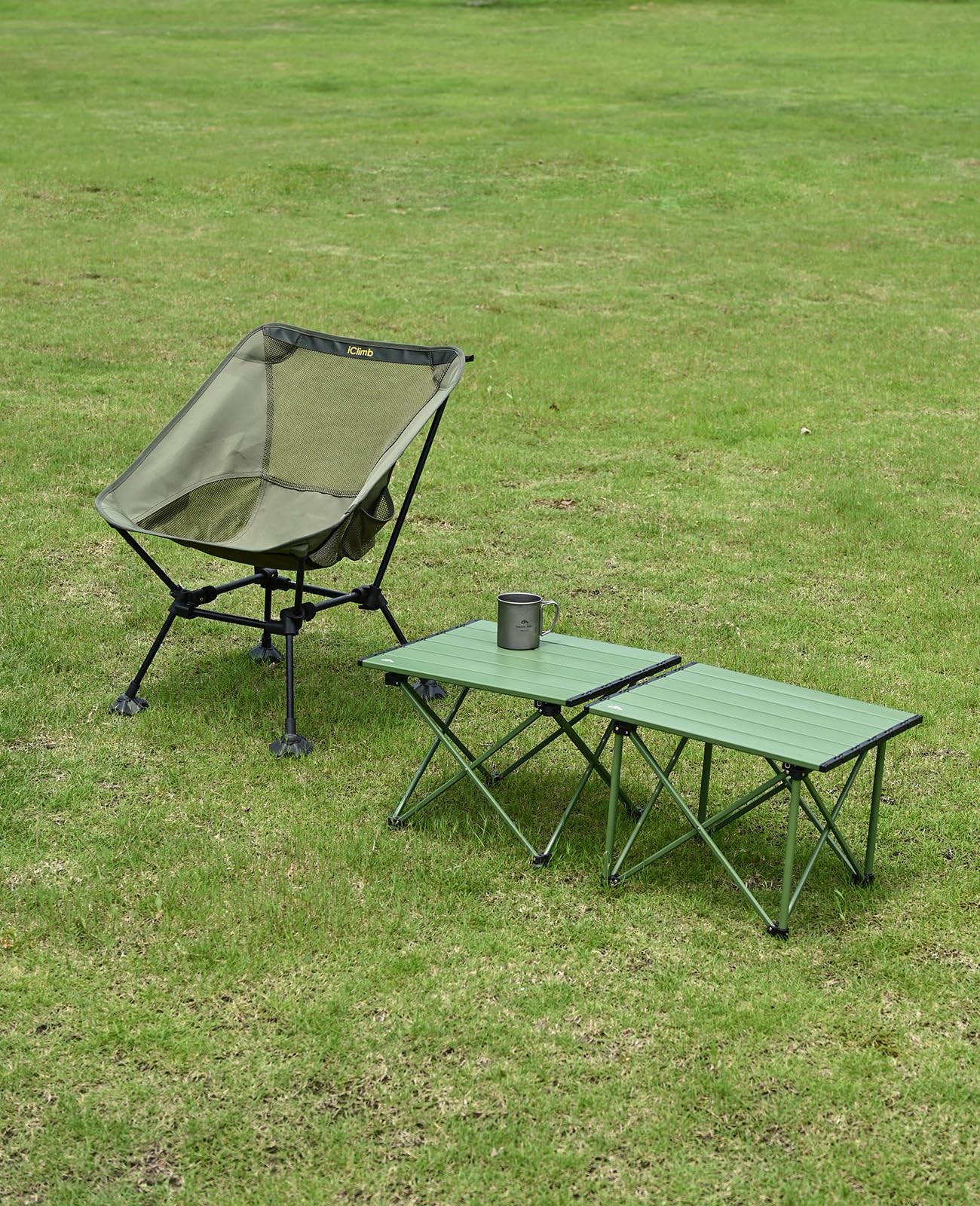 iClimb 1 Folding Table and 1 Super Easy Assemble Cot, Ultralight Compact for Adults Outdoor Camping Backpacking Hiking