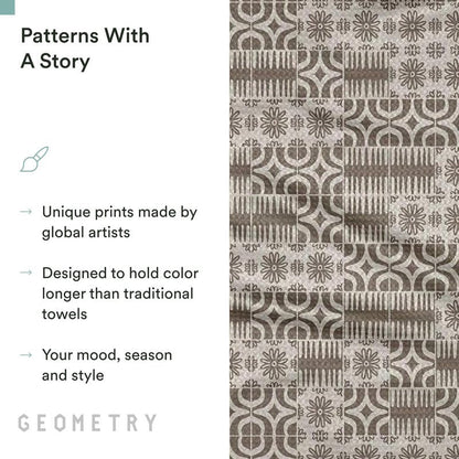 GEOMETRY Spring Kitchen Towels - Quick Dry Microfiber Cloth Spring & Summer Dish Towels for Kitchen Drying - Premium Quick Dry Towel - Sandy, 18" x 30" - 1-Pack