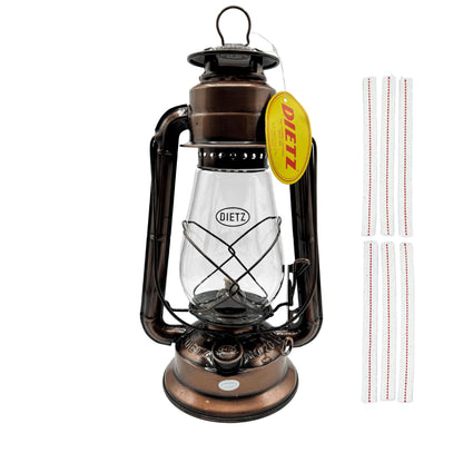 LIGHT OF MINE Oil Lantern - Dietz #20 Junior, Bronze, Borosilicate Glass, 100% Cotton Replacement Wick Strips