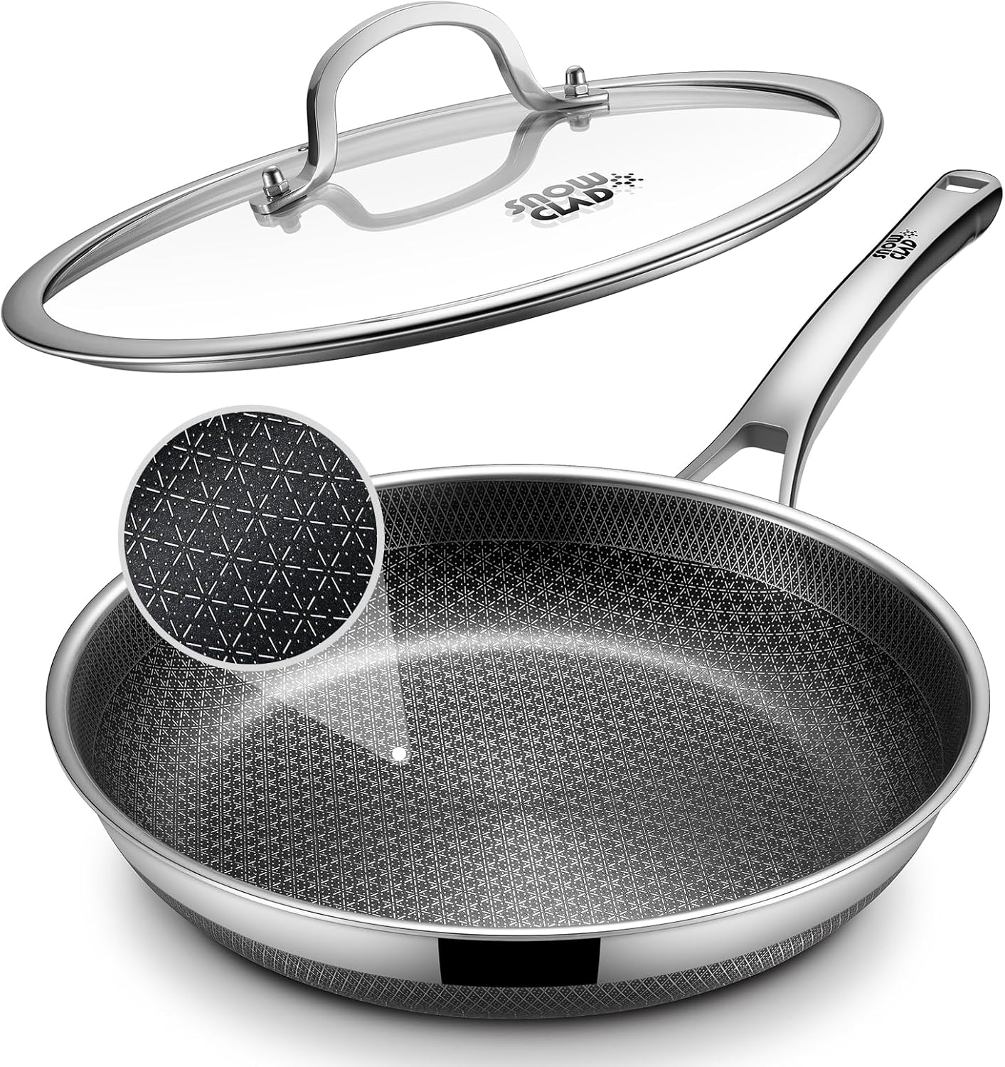 Skiennix Non-Stick Frying Pan - 12-Inch Hybrid Fajita Skillet with Lid | Dishwasher & Oven-Safe, PFOA Free